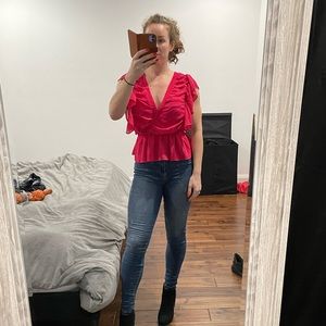 Pink flowy vneck top